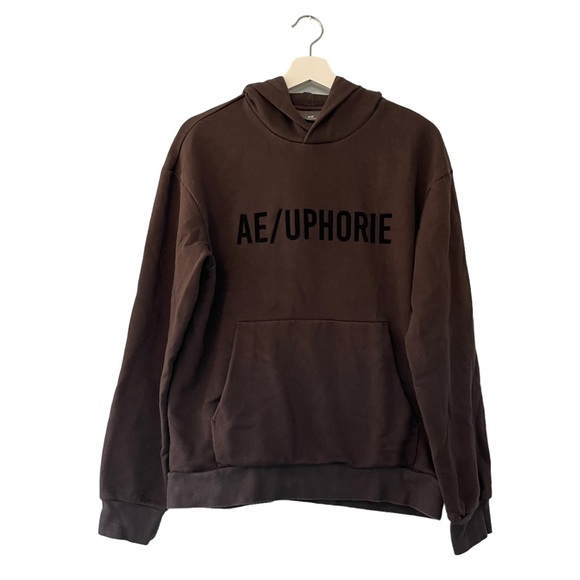H&M Euphoria Brown Hoodie Fleece Lined Brown Women Size Small Logo Across Chest - Picture 1 of 12